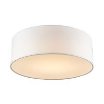 Qazqa - Moderno Plafón blanco 30 cm con led incluido - Drum led Textil /Acero Redonda Incluye led Max. 1 x 10 Watt
