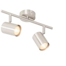 Qazqa - Moderno Plafón moderno de acero 2 luces regulables - Jeana Acero Alargada Adecuado para led Max. 2 x 35 Watt