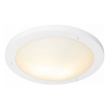 Moderno Plafón moderno blanco 41 cm IP44 - Yuma Acero /Vidrio Redonda Adecuado para led Max. 2 x 40 Watt - Qazqa