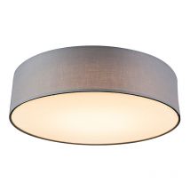 Qazqa - Moderno Plafón gris 40 cm con led - Drum led Textil /Acero Redonda Incluye led Max. 1 x 20 Watt