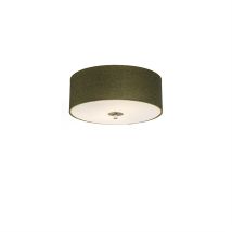 Qazqa - Moderno Plafón rústico verde 30 cm - Drum Jute Vidrio /Textil /Acero Cilíndra /Redonda Adecuado para led Max. 2 x 40 Watt