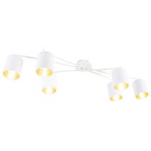 Moderno Plafón moderno blanco 6-luces - lofty Acero /Textil Cilíndra /Redonda Adecuado para led Max. 6 x 40 Watt - Qazqa