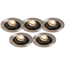 QAZQA + Moderno Foco empotrado Rondoo acero juego de 5 Aluminio Redonda Adecuado para LED Max. 1 x 50 Watt