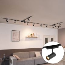 Qazqa - Moderno Sistema de iluminación de riel moderno con 12 focos negros monofásicos de 600 cm - Magnetic Gert Aluminio /Plástico Alargada Incluye