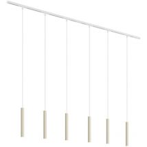 Qazqa - Moderno Sistema de iluminación de riel moderno con 6 luces colgantes beige con blanco monofásico - Slimline Keno Aluminio /Metálica Adecuado