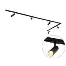 Qazqa - Moderno Sistema de riel moderno con 5 focos negros monofásico 3,5 cm - Iconic Jeana Luxe Acero /Aluminio /Plástico Alargada Adecuado para led