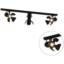 Movie - Système sur rail spot luminaire plafond, plafonnier compatible pour led - 3 lumière - l 100 cm - Noir - Moderne - éclairage intérieur - Salon