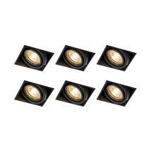 Oneon trimless 50 - Spot encastrable - 6 pièces - l 8.8 cm - Noir - Moderne - éclairage intérieur - Salon i Chambre i Cuisine i Salle à manger - Qazqa