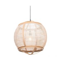 Oriental Lámpara colgante inteligente marrón 50 cm incl. Wifi G95 - Pascal Textil /Acero /Madera Esfera Adecuado para led Max. 1 x 7 Watt - Qazqa