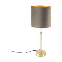 Qazqa - parte - Lampe de table avec Abat-Jour - 1 lumière - ø 250 mm - Taupe - Rustique - éclairage intérieur - Salon i Chambre i Cuisine i Salle à