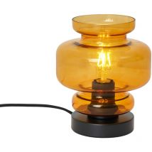 QAZQA Retro/Vintage Lámpara de mesa retro negra con cristal naranja - Denise Vidrio /Metálica Redonda Adecuado para LED Max. 1 x 15 Watt