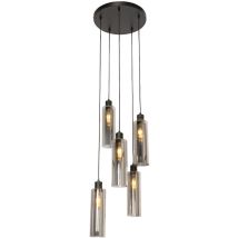 Stavelot - led SmartSuspensionincl. wifi - 5 lumière - ø 40 cm - Noir - - éclairage intérieur - Salon i Chambre i Cuisine i Salle à manger - Qazqa