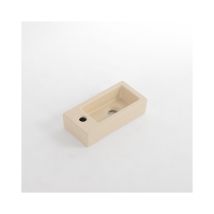 Qeramiq - Fortifura Fuente lave-mains - 37,5x18,5x9 cm - céramique - trou pour robinet à gauche - beige mat