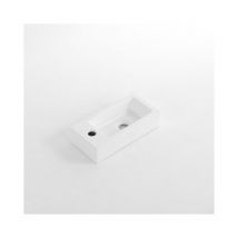 Qeramiq - Fortifura Fuente lave-mains - 37,5x18,5x9 cm - céramique - trou pour robinet à gauche - blanc mat