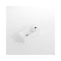 Qeramiq - Fortifura Fuente lave-mains - 37,5x18,5x9 cm - céramique - trou pour robinet à droite - blanc mat