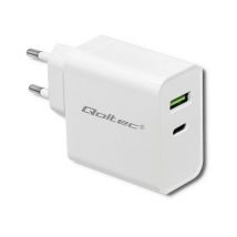 Qoltec 51718 Ladegerät 45 W 5–20 V 2,4–3 A USB Typ C PD USB Weiß