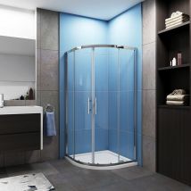 800 x 800 mm Quadrant Shower Cubicle Enclosure 6mm Glass Sliding Shower Door with Tray + Waste + Plinth