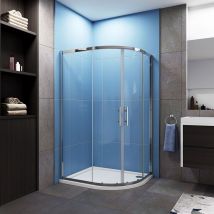 1000 x 800 mm offset Quadrant Shower Cubicle Enclosure 6mm Glass Sliding Shower Door with Right Entry Tray + Waste