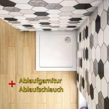Duschparadies-de - Quadrat Duschtasse 100x100x3cm Duschwanne Dusche Kunststein Acryl Duschbecken inklusive Ablaufgarnitur