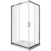 Giorgy - Duschkabine aus 6 mm Kalkschutzglas, Eckeinstieg mit Schiebetüren und reversiblen chromfarbenen Profilen, h. 190 80x140