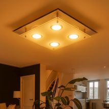 Esto - led Deckenleuchte 12 Watt Leuchte Chrom Glas Design weiß satiniert Deckenlampe arena 9740030-4