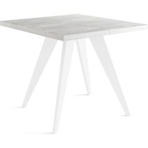 Quadratischer Ausziehbarer Esstisch Quadro 100-150 Cm - Industrial Esszimmertisch Mit Weißen Holzbeinen Für 4-6 Personen - Loft-stil Küchentisch - 