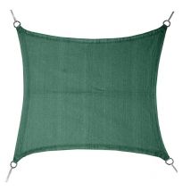 Faura - Quadratisches 5x5m Sonnensegel mit Seil aus Polyethylen mit Edelstahlringen in Grün.