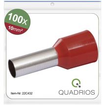 22C432 Embout simple d'extrémité de câble 10 mm² partiellement isolé rouge 1 set - Quadrios