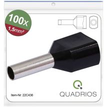 Quadrios - 22c436 Embout Double D'Extrémité De Câble 1.5 Mm² Partiellement Isolé Noir 1 Set X572382