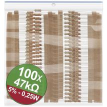 Quadrios - 22P076 22P076 Kohleschicht-Widerstand Sortiment 47 kΩ axial bedrahtet 0.25 w 5 % 1 Set
