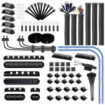 Quadrios - 23CA257 Boîte d'assortiment de supports de câble 23CA257 Plage de ø du faisceau 1 à 40 mm noir 184 parties