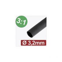 24CA284 gaine thermorétractable avec colle noir 3.20 mm 1.07 mm taux de RETREINT:3:1 marchandise vendue au mètre - Quadrios