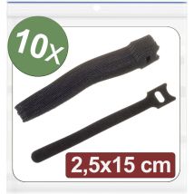 Quadrios - 24CA314 Collier de serrage auto-agrippant pour grouper partie velours et partie agrippante (l x l) 150 mm x 25 mm noir 10 pc(s) Y112423