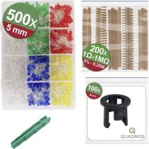 Quadrios - 24O196 Assortiment de LEDs rouge, vert, jaune, bleu, blanc 20 mA 3 v