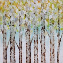 Quadro Astratto Kuatéh 100 x 100 cm Foglie e Bosco Olio su Tela