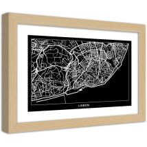 Gbshop - Quadro Con Cornice, Piano Regolatore Di Lisbona - 60x40