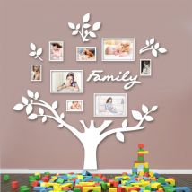 Quadro foto di Famiglia albero della vita bianco