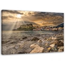 Quadro su tela, Coppia danzante in polvere d'oro - 80x120