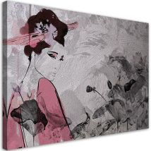 Quadro su tela Geisha giapponese – 120x80 cm – Tela interfodera 130 g/m² – Finitura opaca – Stampa UVgel