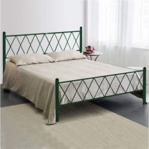 Qualydorm Letto in Ferro Battuto Moderno matrimoniale PIRAMIDE - Made in Italy Vari colori da cm 160x190 Artigianale Verde
