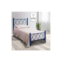 Qualydorm - Letto in Ferro Battuto Moderno Singolo piramide - Made in Italy Vari colori da cm 80x190 Artigianale Blu