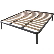 Rete in Ferro con Piedi e Doghe in Legno cm140x190 H35 per materasso Francese - Qualydorm