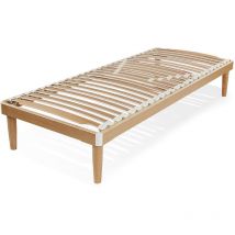 Rete Singola 90x200 h 42 cm Letto in legno di faggio 26 doghe oscillanti rete italiana - Qualydorm