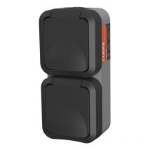 Aquapro double prise de courant 2P+T étanche complet gris IP55 - 9681F - Quarx
