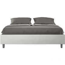 Ityhome - Azelia gepolstertes Stauraumbett aus weißem Kunstleder, 160 x 210