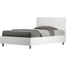 Ityhome - Queensize-Bett mit Container 120x190 geradem Kopfteil in weißer Esche Demas