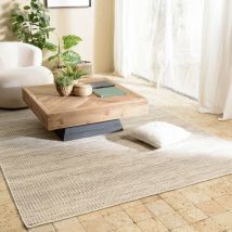 Macabane - quentin - Tapis rect. 200x290cm en laine tissée couleur blanc et kaki