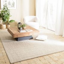 Macabane - quentin - Tapis rectangulaire 200x290cm en laine tissée couleur beige