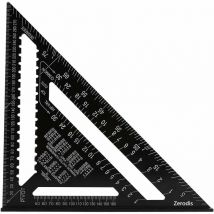 Querre Triangle Règle d'Angle Rapporteur Outil de Mesure en Alliage d'Aluminium de Haute Précision 12 Pouces, Noir