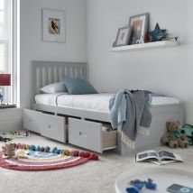 Quest Grey Wooden 3 Drawer Storage Bed And Orthopaedic Mattress